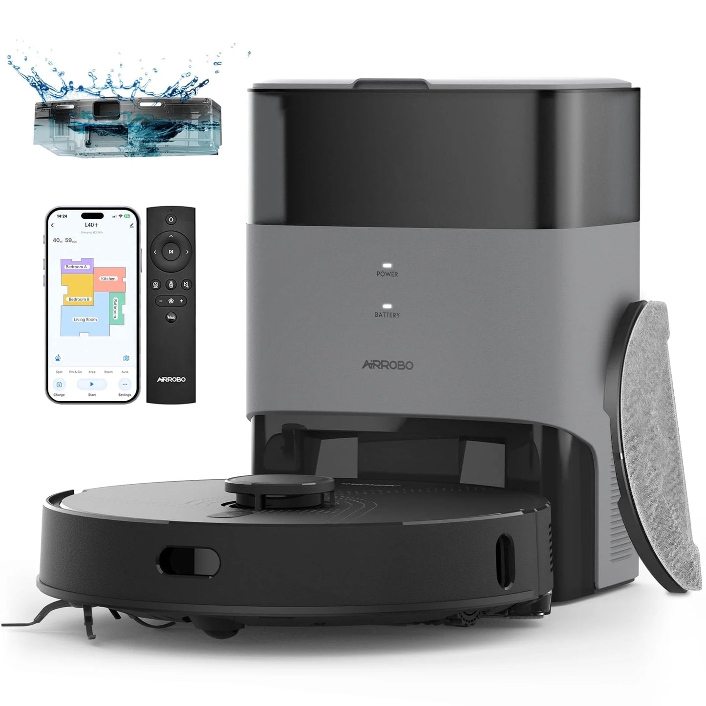 Robot Vacuum Cleaner and Mop Combo L40+, 60 Days Self-Empty Bin, 180 Min Runtime, APP and Voice Control
