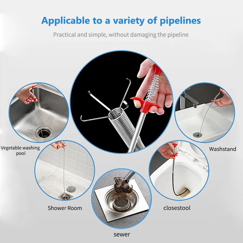 Plumbing Four-Claw Hook Clogged Sewer Toilet Tool Manual Toilet Grab Hair Cleaning