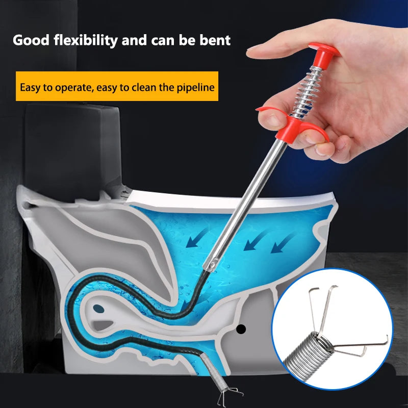 Plumbing Four-Claw Hook Clogged Sewer Toilet Tool Manual Toilet Grab Hair Cleaning