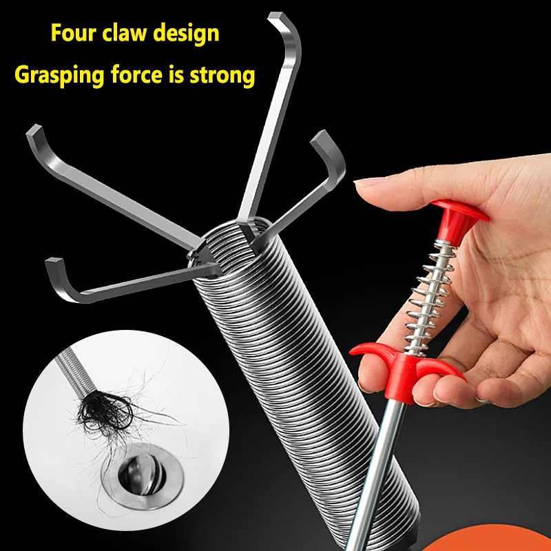 Plumbing Four-Claw Hook Clogged Sewer Toilet Tool Manual Toilet Grab Hair Cleaning