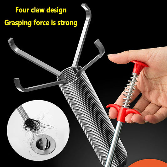 Plumbing Four-Claw Hook Clogged Sewer Toilet Tool Manual Toilet Grab Hair Cleaning